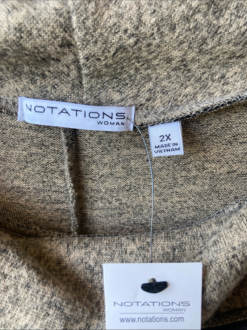 NY Collection heathers tan gray top 2X casual business casual office neutral - Picture 15 of 17